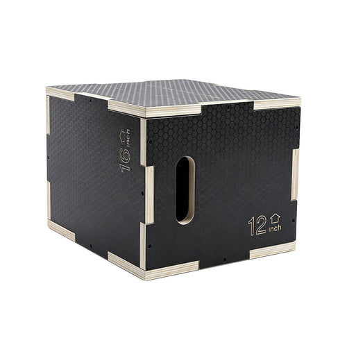 3 in 1 Wooden Plyometric Jump Box 16 14 12 Inch Anti-Slip Plyo Box for Home Gym, CrossFit & Fitness Training