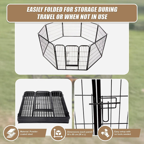 8 Panel Heavy Duty Pet Dog Playpen Puppy Exercise Fence Enclosure Cage