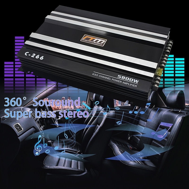 5800W Watt 4 Channel Car Truck Amplifier Stereo Audio Speaker Amp ...