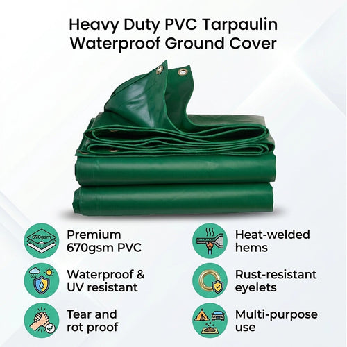 3x4m 670gsm Extra Heavy Duty PVC Tarpaulin Waterproof Ground Cover