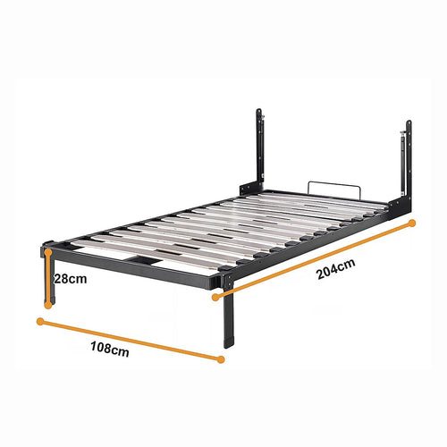 King-single Wall Bed in White Gloss – Space Saving Murphy Bed Kit with Black Door Handle