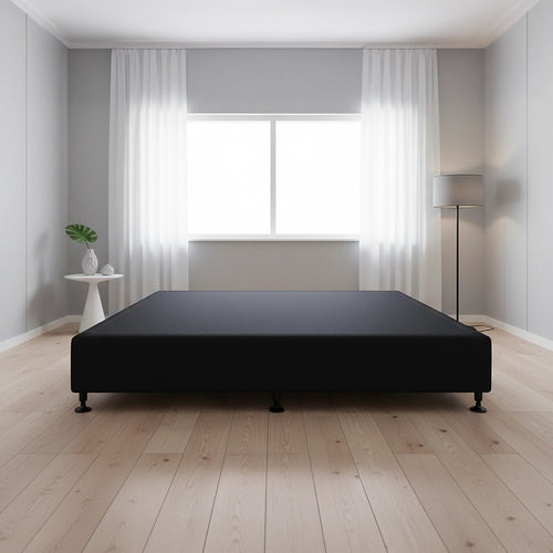 King Slatted Ensemble Bed Base - Black Linen Breathable Cover