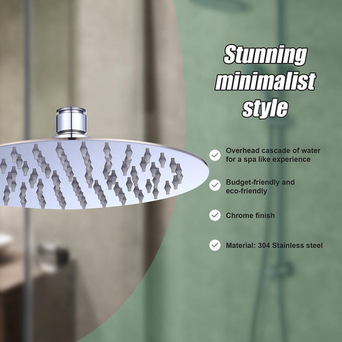 200mm Shower Head Round 304SS Polished Chrome Finish