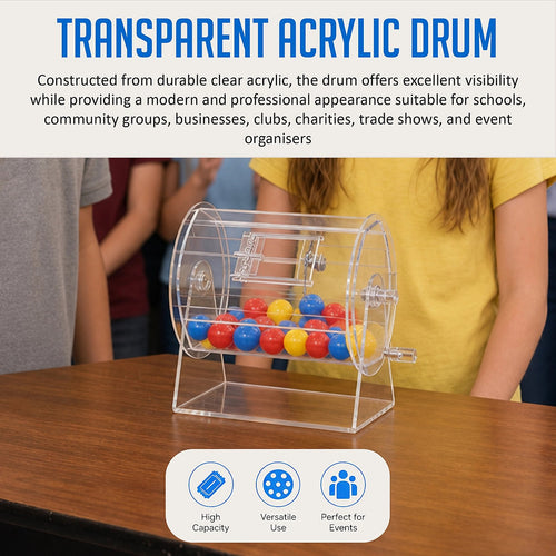 Acrylic Raffle Drum with Lockable Lottery Drawing Cage for Tickets & Raffle Balls