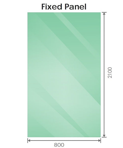 80x210cm Glass Shower Screen with Gunmetal F-brackets & Square Pole
