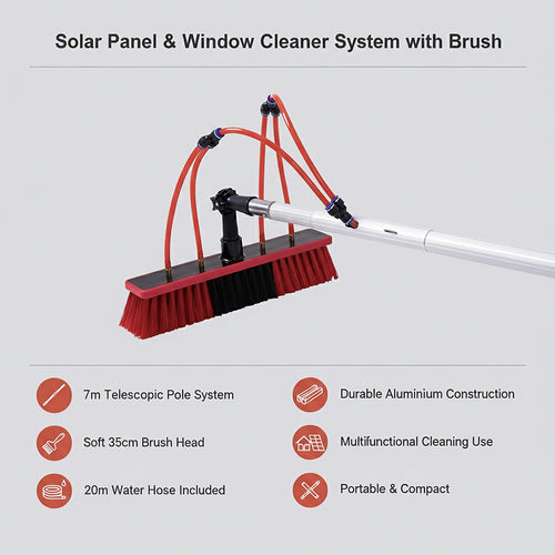7m Water Fed Pole Cleaning Kit – Solar Panel & Window Cleaner System with Brush Attachment