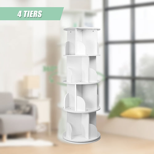 360-degree Rotating 4 Tier Display Shelf Bookcase Organiser