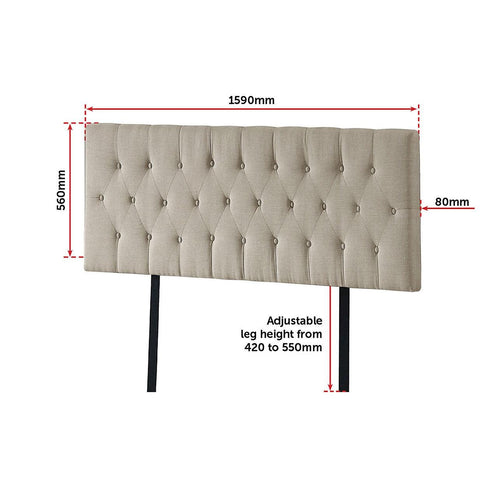 King Linen Fabric Deluxe Headboard Bedhead in Beige