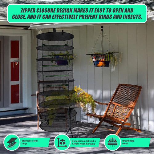 Herb Drying Rack Net 8 Layer Dryer Mesh Hanging Dryer Rack Zipper Dry Rack