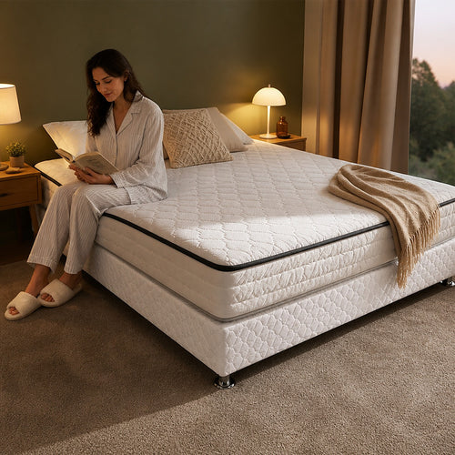 King Bed Base with Slats & Cover – Sturdy Ensemble Frame