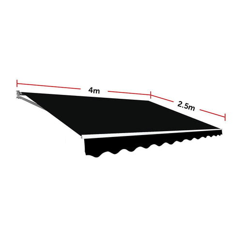 Motorised Outdoor Retractable Awning Sunshade in Black - 4x2.5m