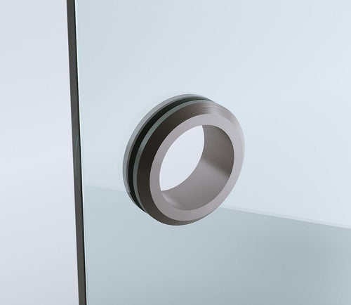 100cm Wall to Wall Frameless Shower Screen with Gunmetal Channel and SS Hinges , Round Handle