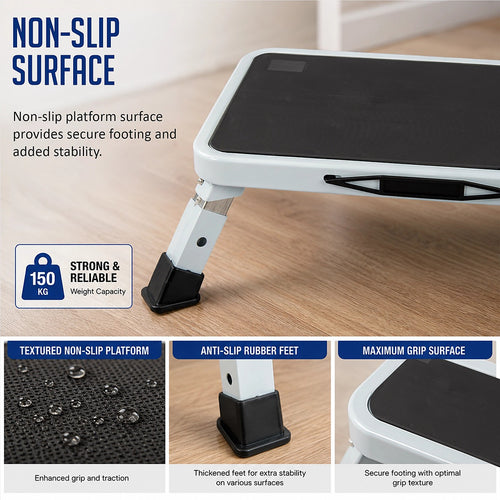 Height Adjustable Folding Step Stool with Non-Slip Platform for Home & Everyday Use