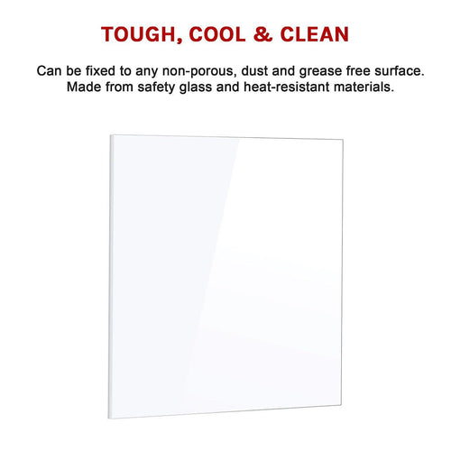 Toughened 90 x 75cm White Glass Kitchen Splashback