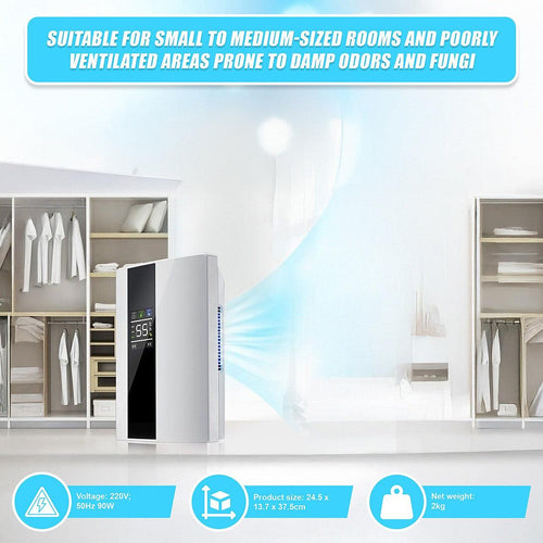 2.2L Dehumidifier Portable Quiet Home Air Dryer for Mould Moisture Damp + Remote