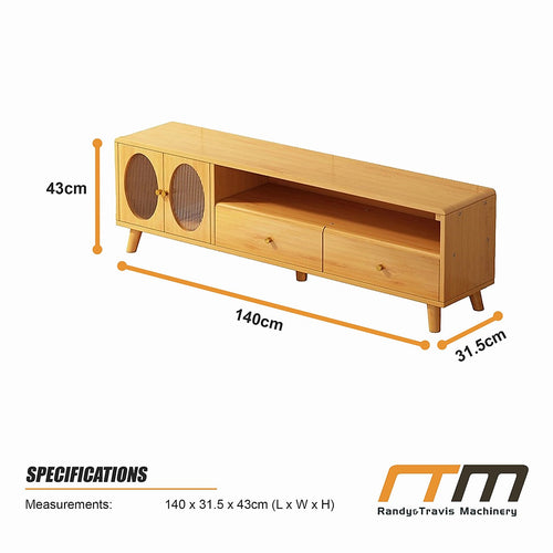 140cm TV Cabinet Bamboo Entertainment Unit