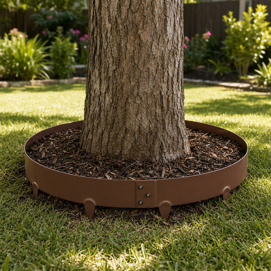 Steel Tree Rings – 60cm Garden Edging with Ground Spikes