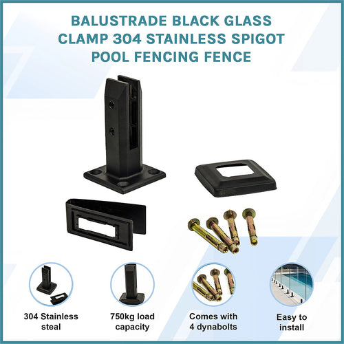 Glass Black Spigot 304 Stainless Steel Balustrade Pool Fence