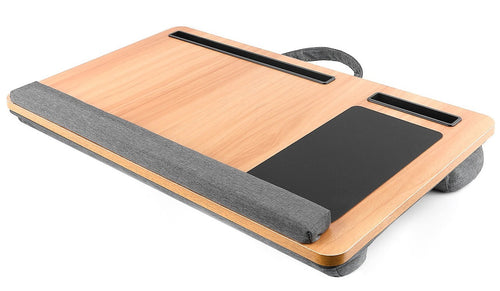 Portable Lap Desk with Mouse Pad & Cushion – Oak Finish Laptop Table