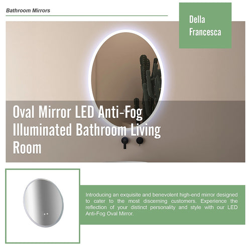 Oval Mirror LED Anti-Fog  Illuminated Bathroom Living Room