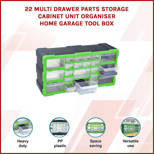 22 Multi Drawer Parts Storage Cabinet Unit Organiser Home Garage Tool Box