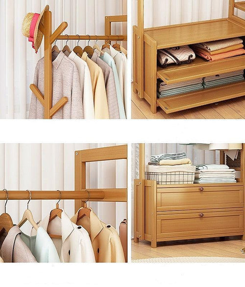 70cm Clothes Rack Stand Storage Shelves Modern Coat Tree - Wood