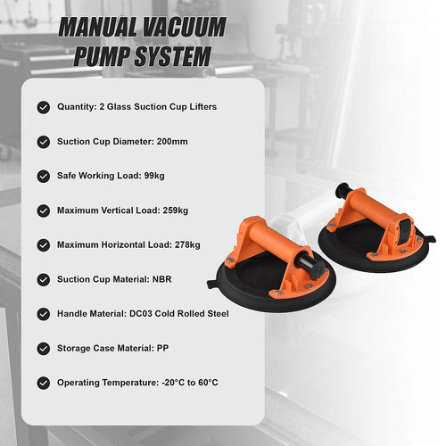 2 Pack Glass Suction Cup Lifter 20cm Heavy Duty Vacuum Lifter 278kg