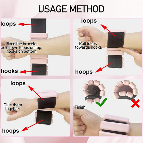 2-Piece Ankle & Wrist Weights – 2kg Pair Adjustable Workout Bangles (Pink)