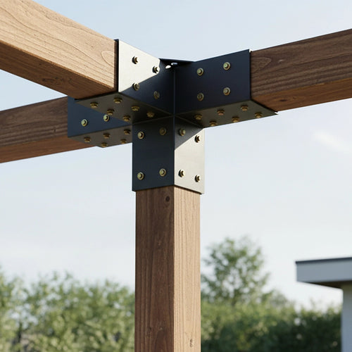 Pergola Kit with Matte Black Steel Brackets – Double - Heavy-Duty Outdoor DIY Hardware