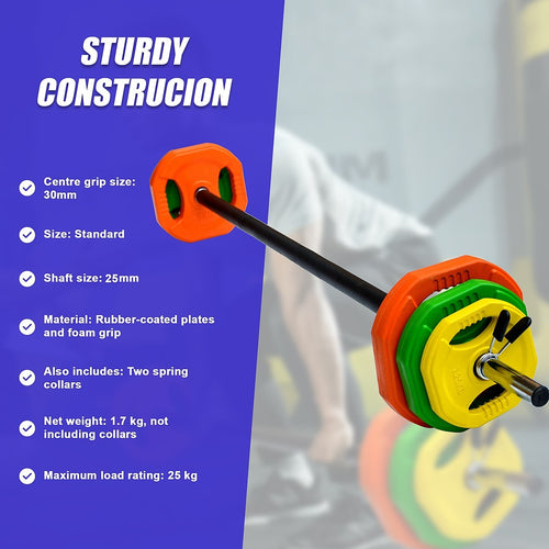 20kg Standard Rubber Coated Barbell Weight Bar for Home Gym Strength Training