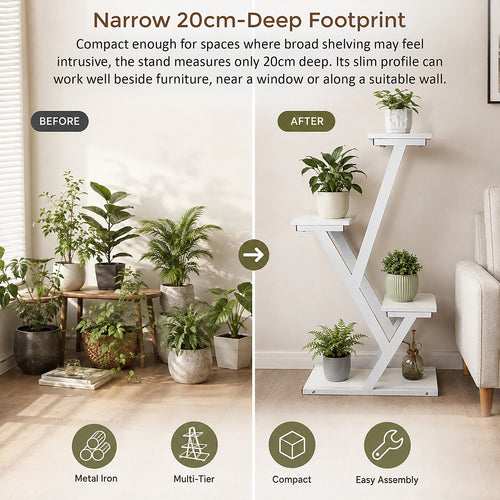 Metal Plant Stand – Narrow Multi-Tier Iron Shelf, 90cm