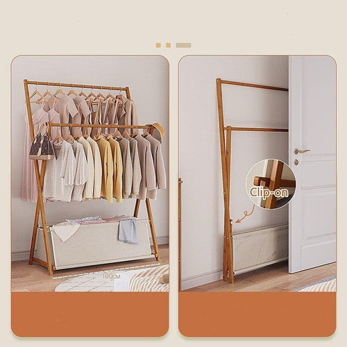 100cm Clothes Rail Rack Rack Garment Rack Freestanding Hanger Bedroom Clothing Rack With Lower Storage Shelf - Dark Wood