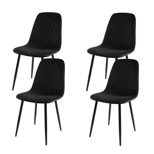 Dining Chair Set of 4 Faux Suede Upholstered Metal Legs Padded Kitchen Dining Chairs Suede Black