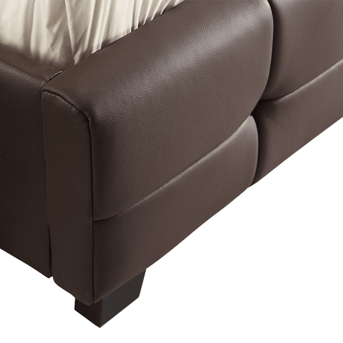 Queen Brown PU Leather Deluxe Bed Frame