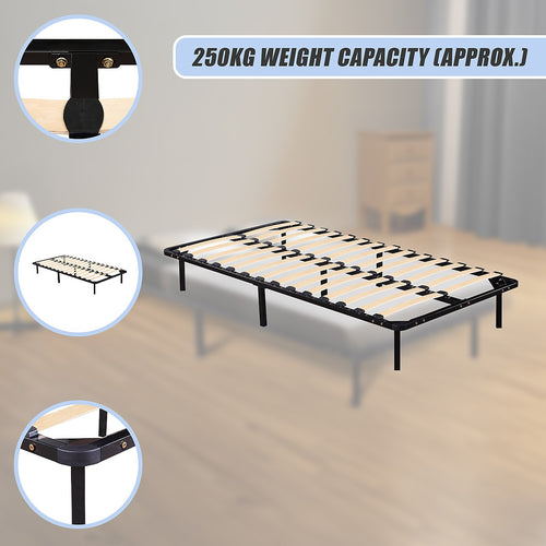 King Single Metal Bed Base with Slats – Heavy-Duty Steel Frame