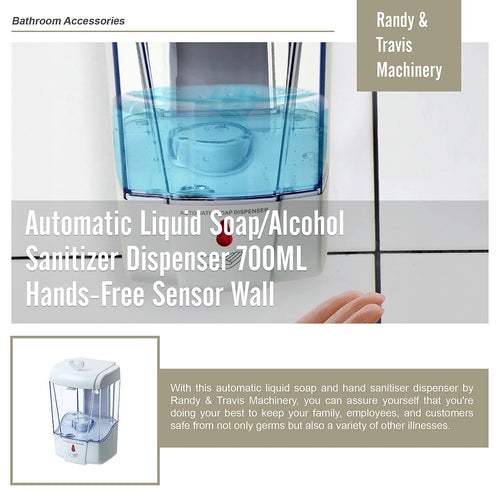 Automatic Liquid Soap/Alcohol Sanitizer Dispenser 700ML Hands-Free Sensor Wall