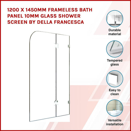 Frameless Glass Bath Screen 120 x 145cm Chrome
