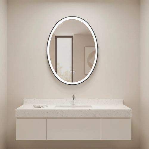 60x80cm Oval LED Mirror – Anti-Fog Illuminated Wall Mirror for Bathroom or Living Room
