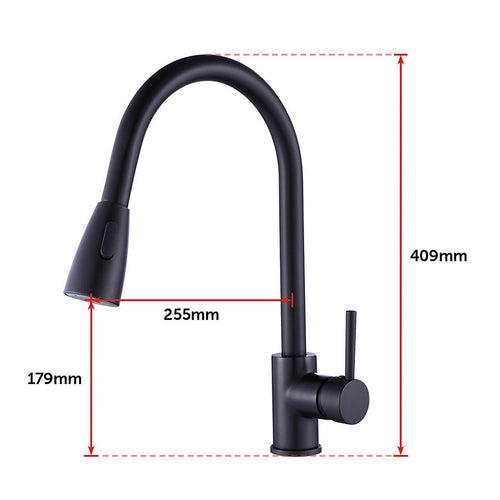  Basin Mixer Pull-Down Tap Faucet -Kitchen Laundry Bathroom Sink in Black
