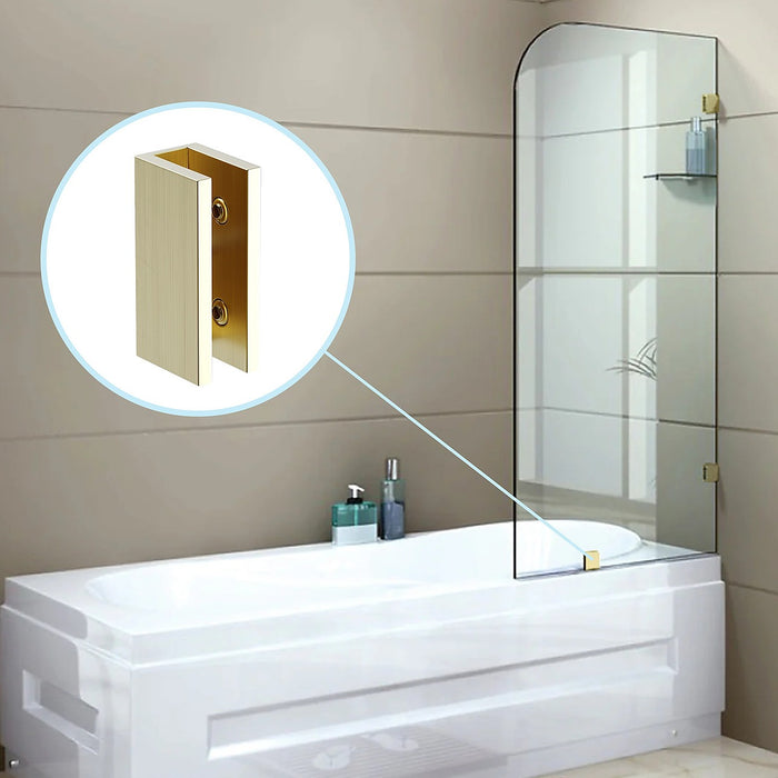 120cm Frameless Glass Bath Screen with Brass Brackets - Gold