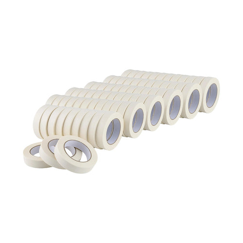 72 x White Masking Tape Rolls – 24mm x 50m Painters Adhesive Tape for Clean Paint Lines