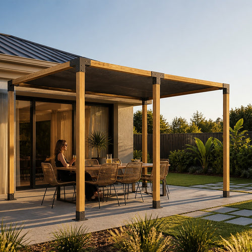 DIY Pergola Kit – Double with Black Screens Set with Brackets