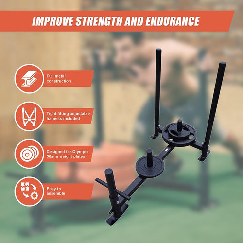 Heavy Duty Gym Sled with Harness