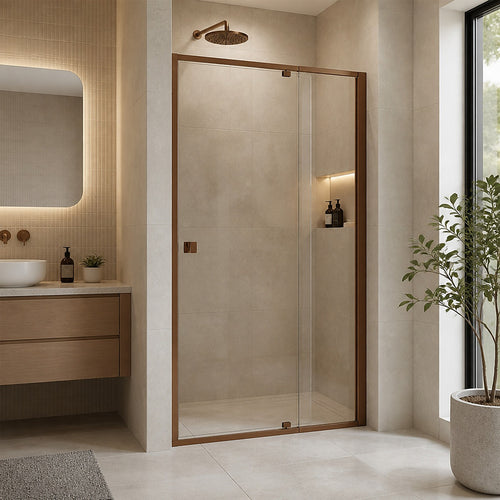 Semi-Frameless Shower Screen – Dust Brown, Front: (82~90)x195cm, No Side Return