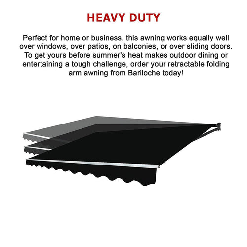 Outdoor Folding Arm Retractable Sunshade Awning in Black - 4x2.5m