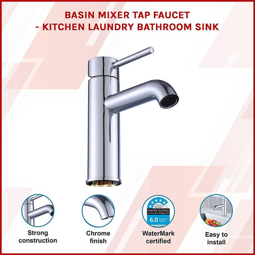  Basin Mixer Tap Faucet -Kitchen Laundry Bathroom Sink 