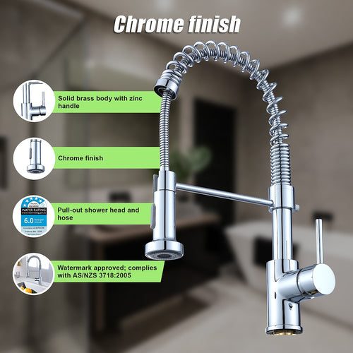 Basin Mixer Tap Faucet with Extendable Spout – Kitchen & Laundry Sink in Chrome