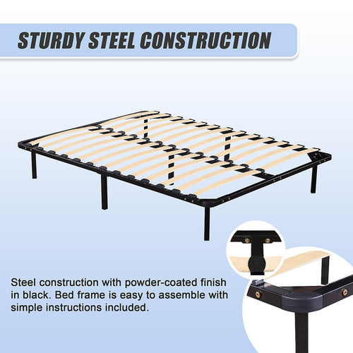 Double Metal Bed Base with Slats – Heavy-Duty Steel Frame