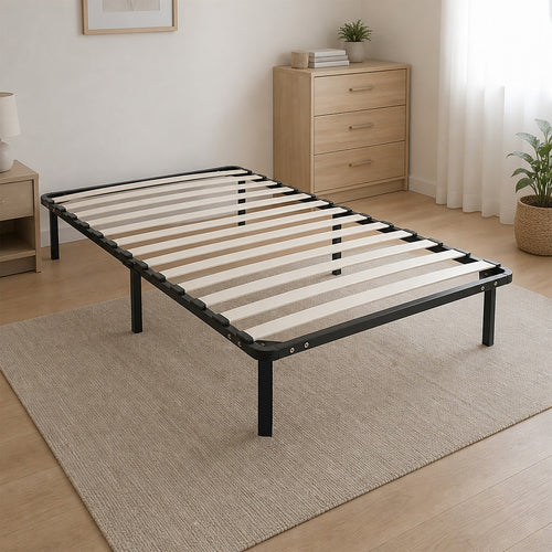 Metal Bed Frame for Single Mattress – Black Powder-Coated Steel Base