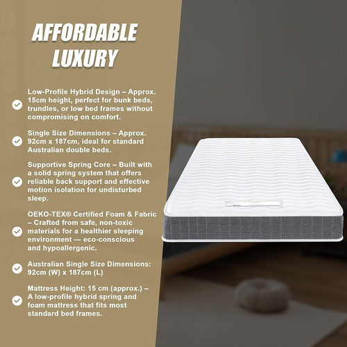 OEKO-TEX® & CertiPUR-US® Certified Single Memory Foam Mattress – Hypoallergenic, Eco-Friendly, Pressure-Relieving Comfort